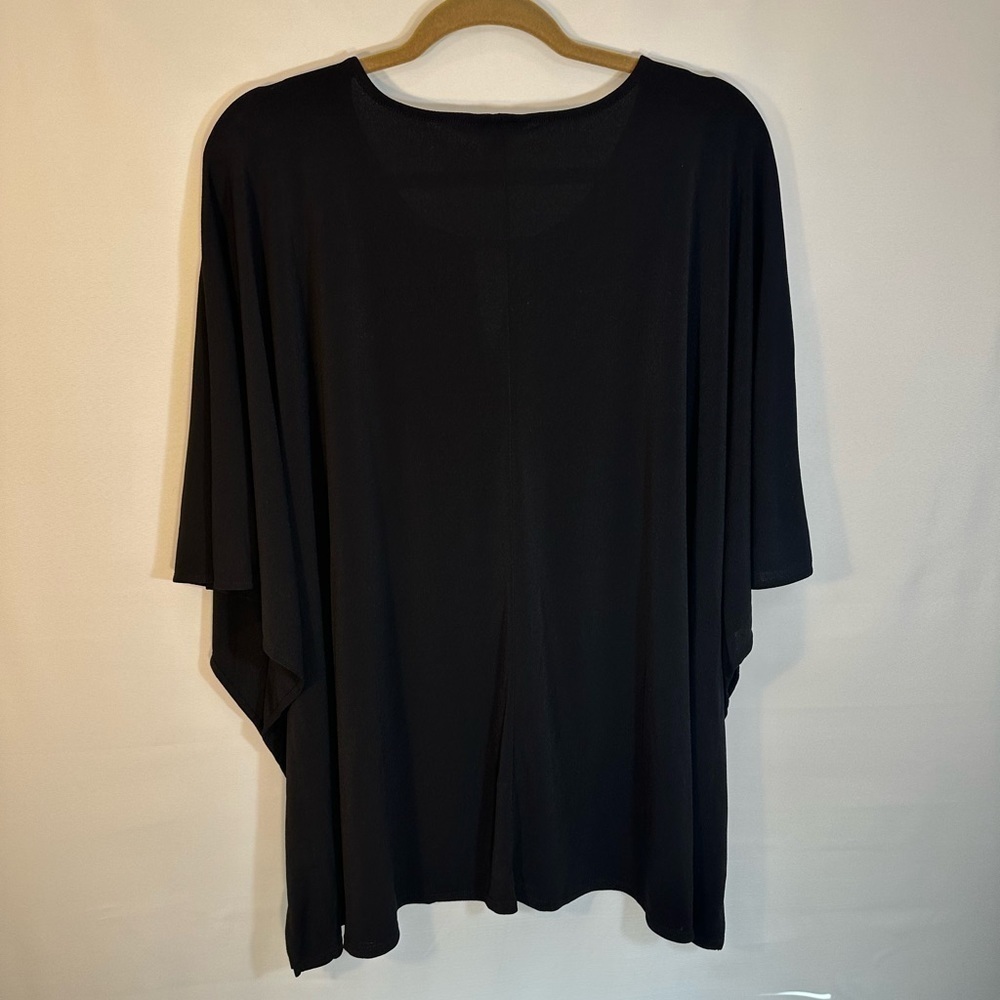 Cato Womens Size 22/24W Blouse Tunic Kimono Butterfly Sleeve Front Sliver Beads - Picture 2 of 11